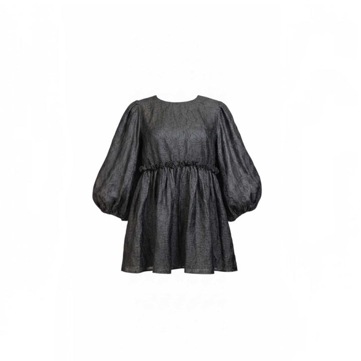 Midnight Muse - Black Puff-Sleeve Mini Dress