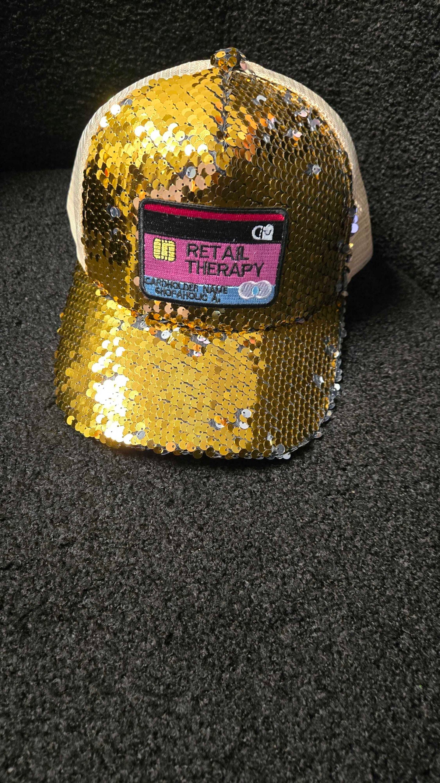 Retail Therapy Custom Sequin Hats (PINK & GOLD)