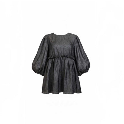Midnight Muse - Black Puff-Sleeve Mini Dress