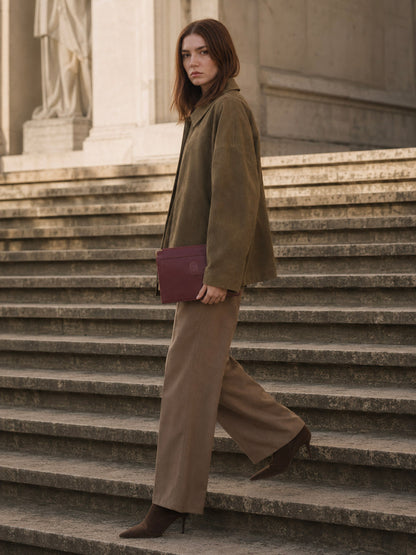 Bordeaux Envelope Leather Clutch Pouch