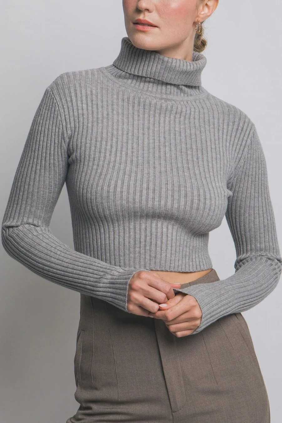 The Heritage Ribbed Turtleneck Crop Sweater