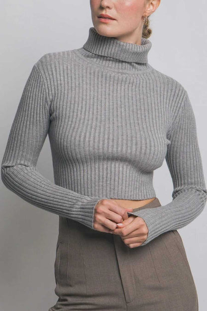 The Heritage Ribbed Turtleneck Crop Sweater