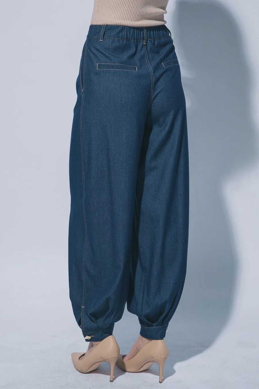 The Heritage Balloon-Leg Pleated Pants-Indigo