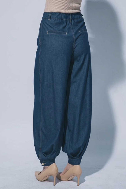 The Heritage Balloon-Leg Pleated Pants-Indigo