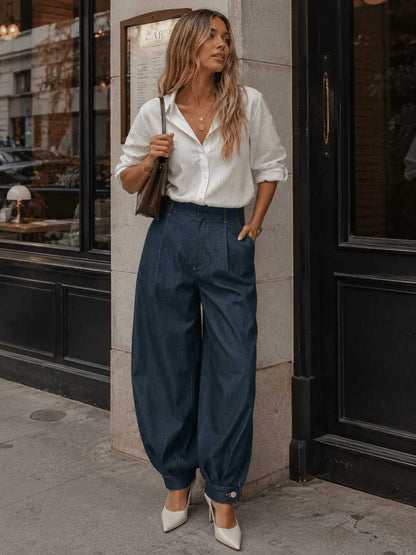 The Heritage Balloon-Leg Pleated Pants-Black