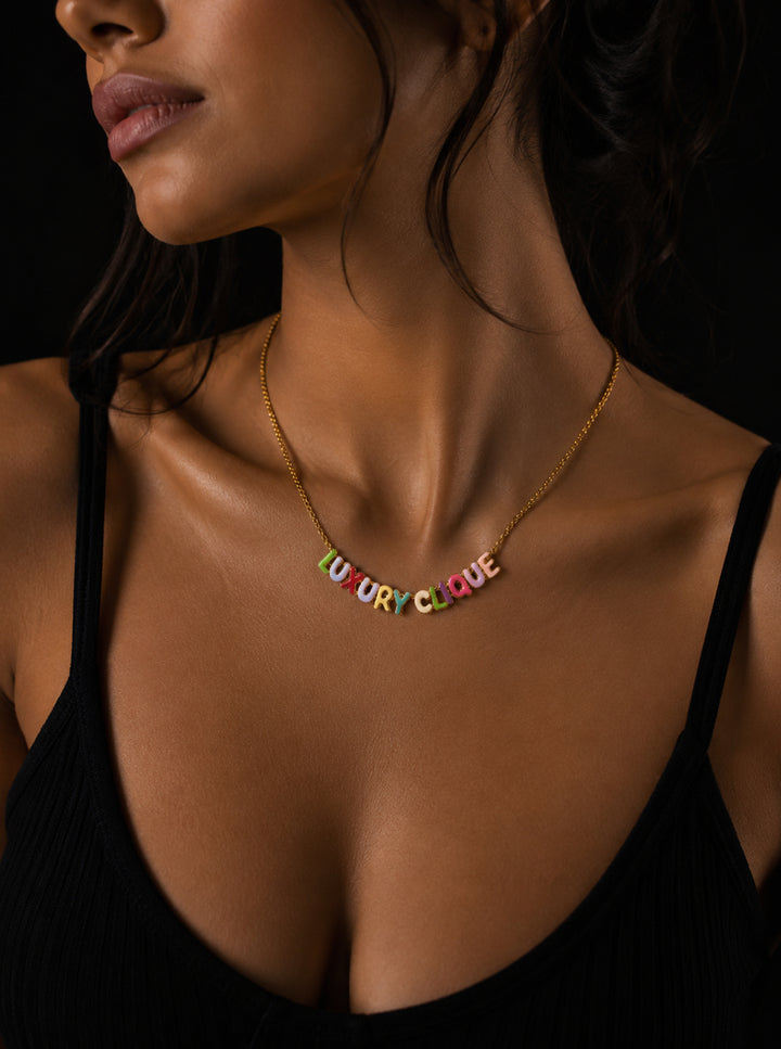 Luxury Clique Rainbow Letter Necklace