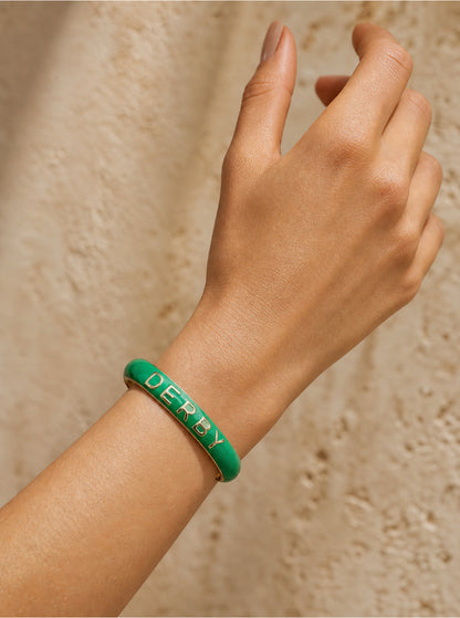 "DERBY" Green Enamel Gold Cuff Bracelet