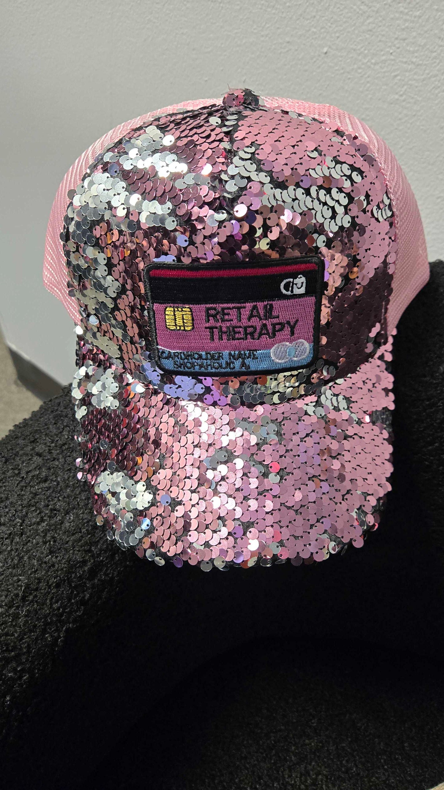 Retail Therapy Custom Sequin Hats (PINK & GOLD)