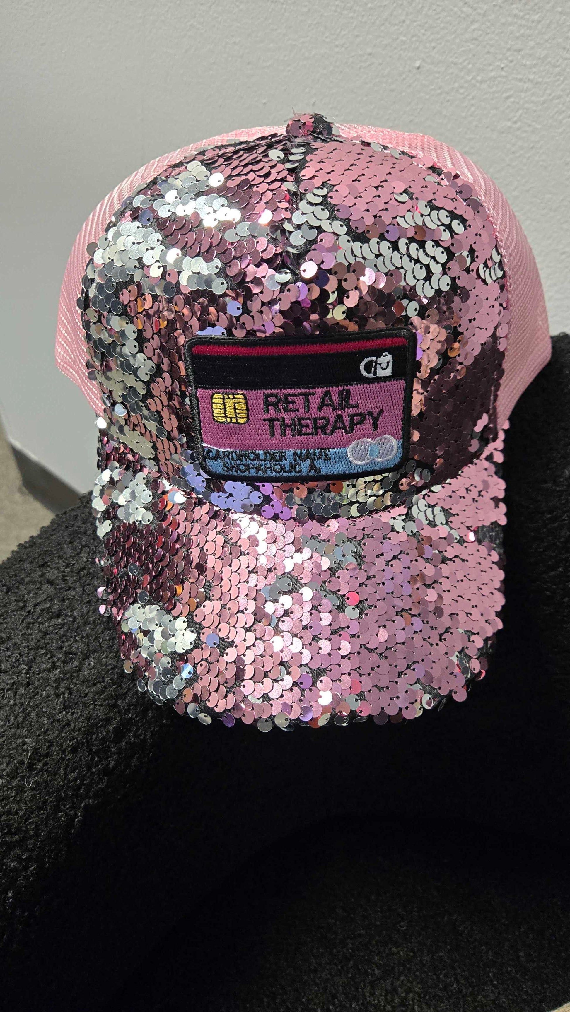 Retail Therapy Custom Sequin Hats (PINK & GOLD)