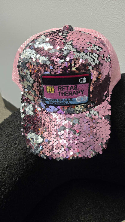 Retail Therapy Custom Sequin Hats (PINK & GOLD)