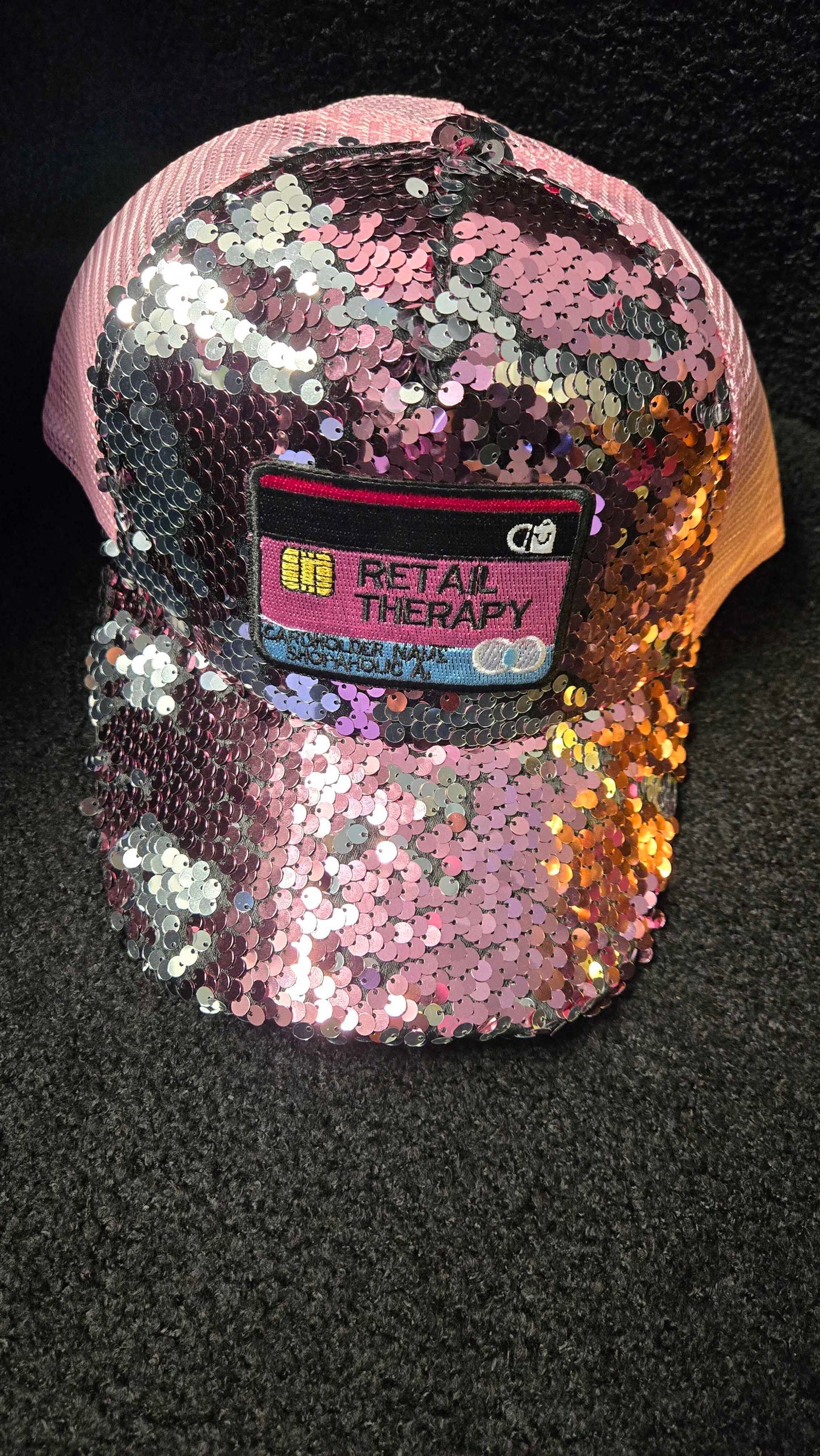 Retail Therapy Custom Sequin Hats (PINK & GOLD)