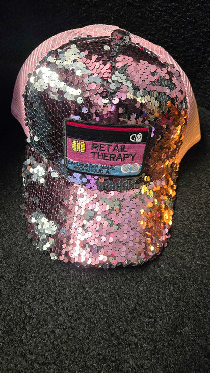 Retail Therapy Custom Sequin Hats (PINK & GOLD)