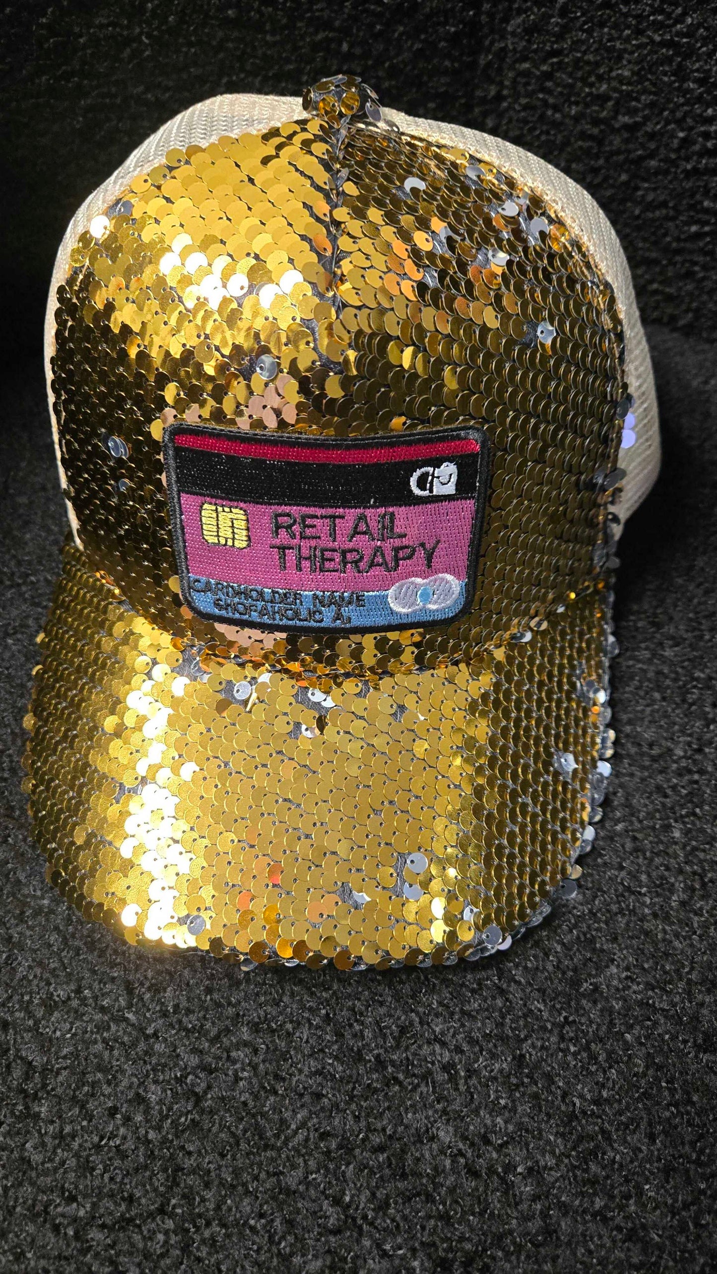 Retail Therapy Custom Sequin Hats (PINK & GOLD)