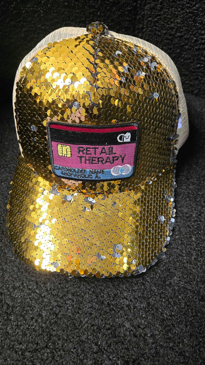 Retail Therapy Custom Sequin Hats (PINK & GOLD)