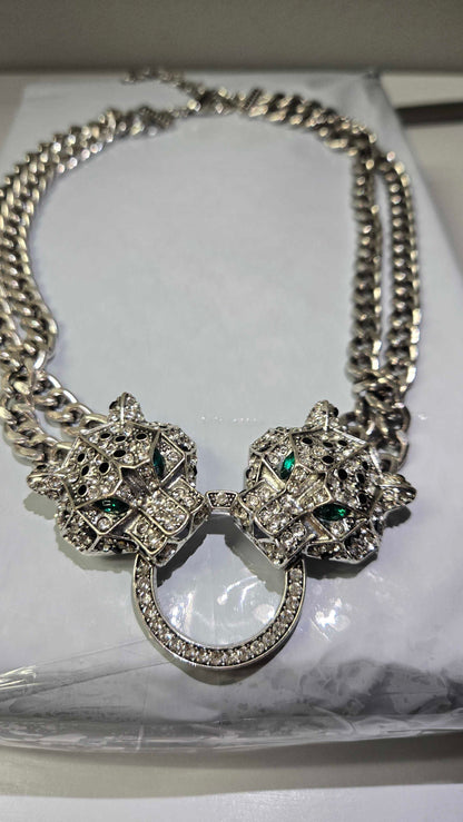 Eye Candy LA Silver Jaquar Necklace