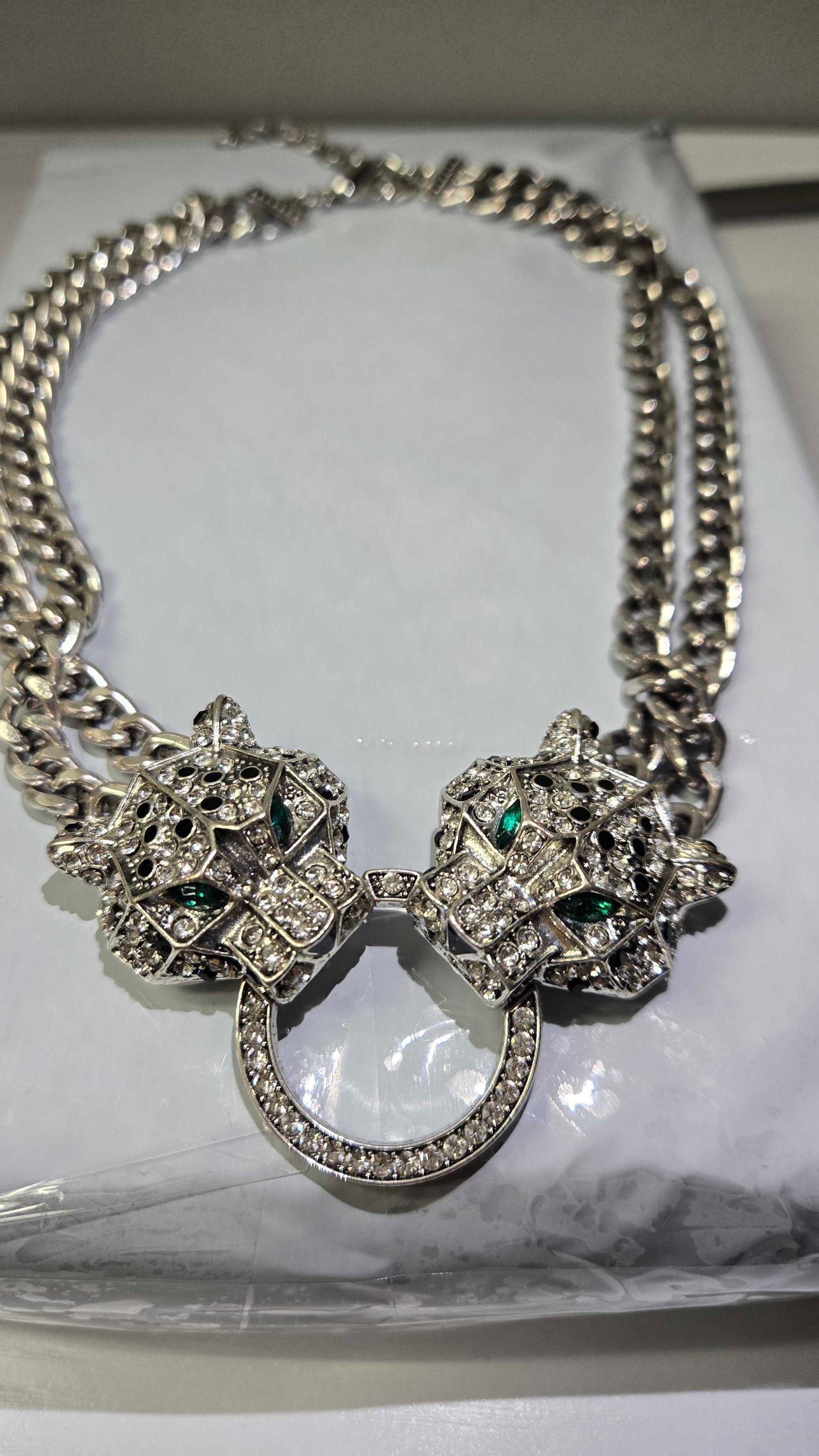 Eye Candy LA Silver Jaquar Necklace
