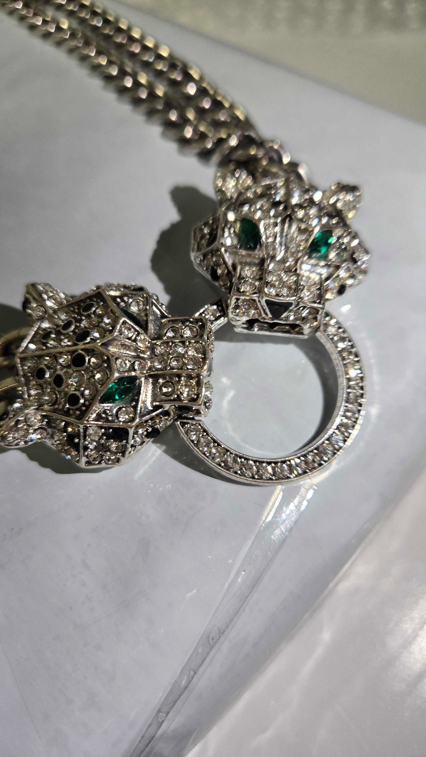 Eye Candy LA Silver Jaquar Necklace