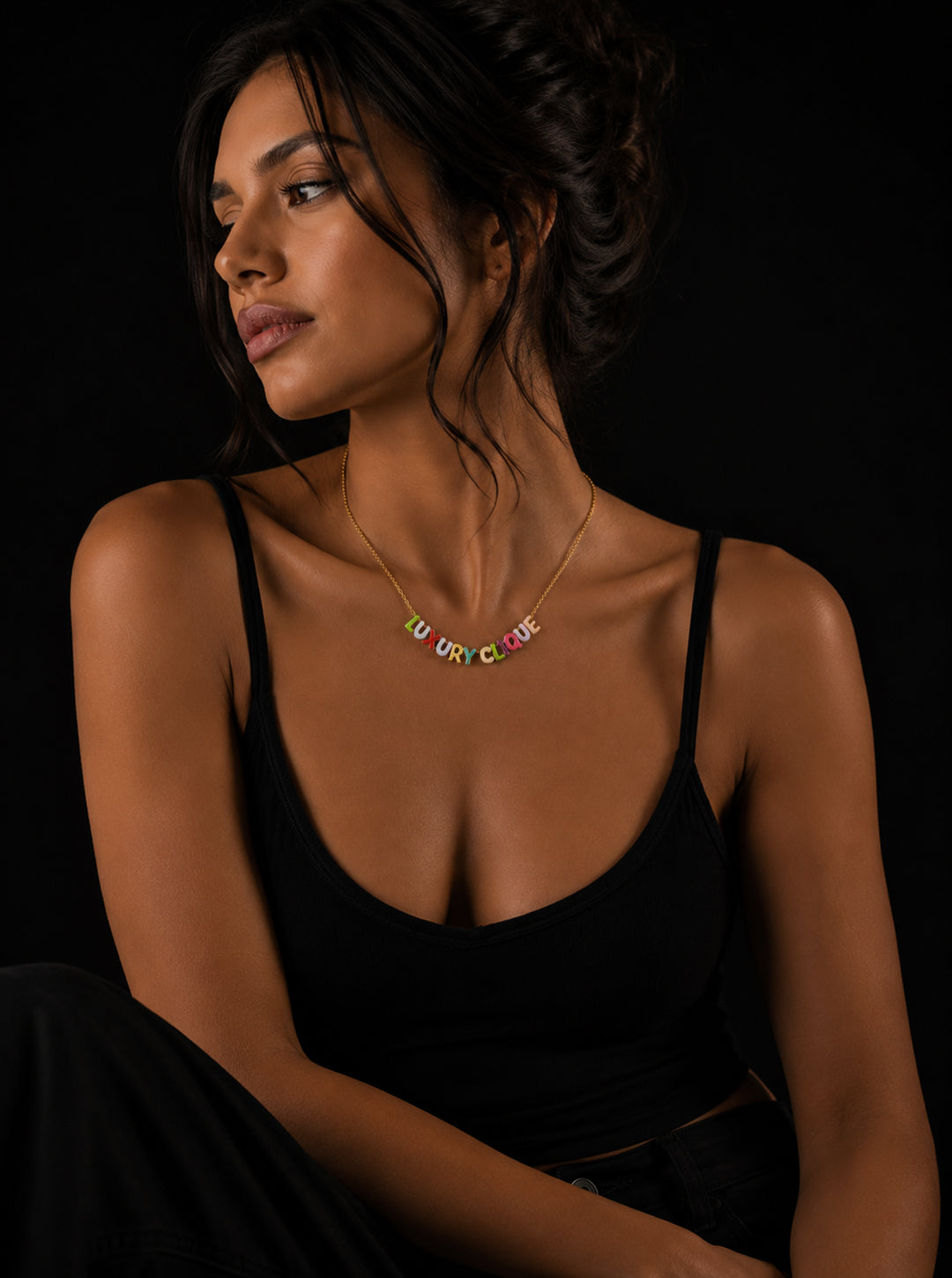 Luxury Clique Rainbow Letter Necklace