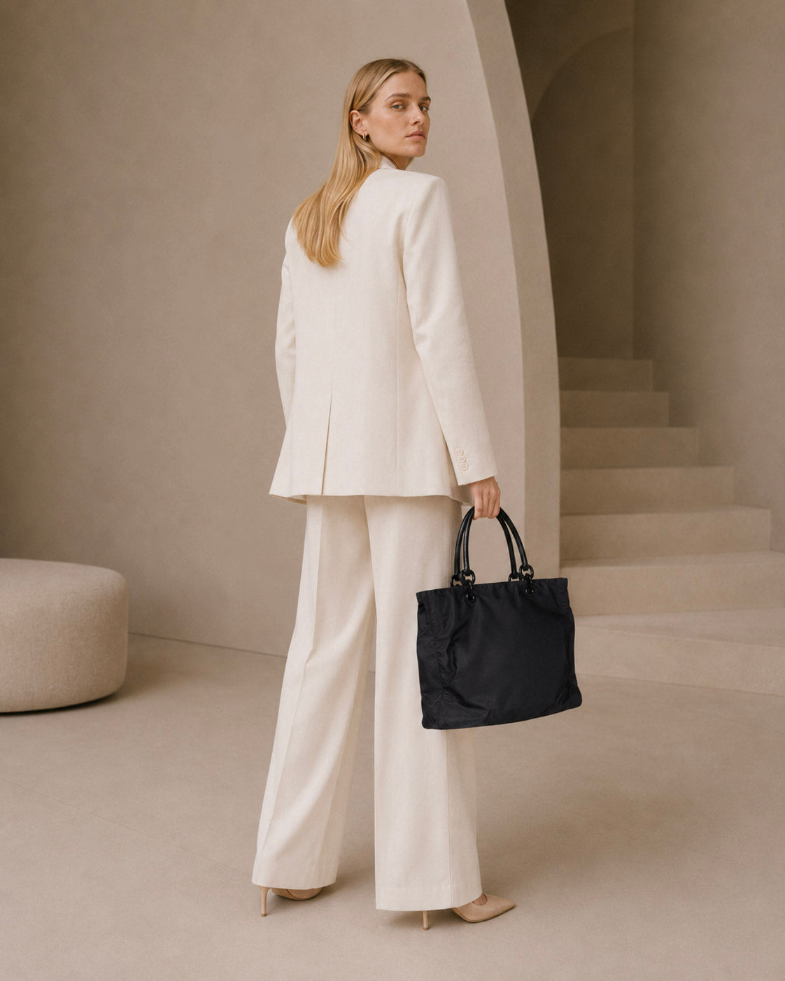 Noir Nylon Ring Handle Tote