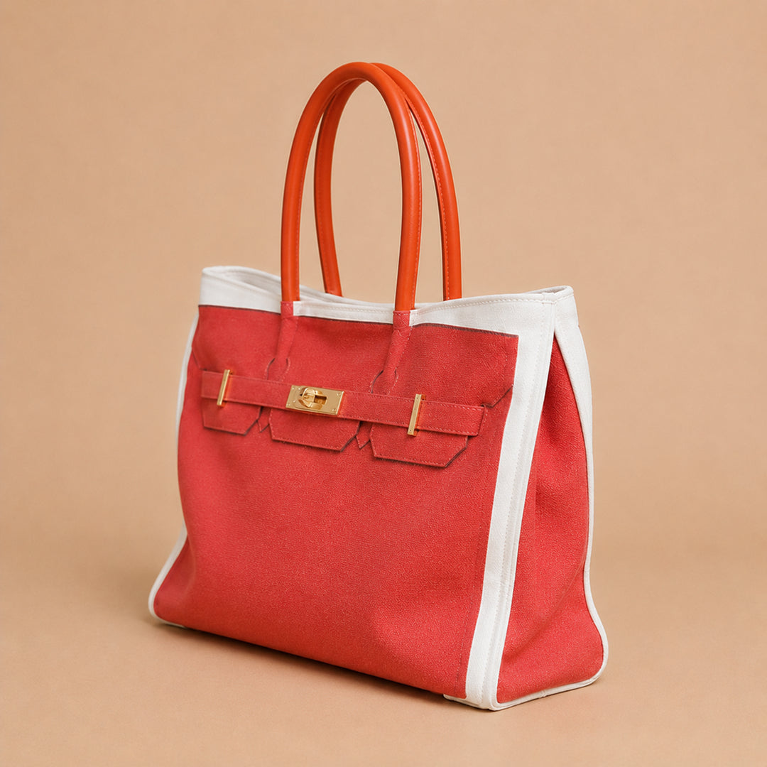 Soleil Coral Canvas Tote