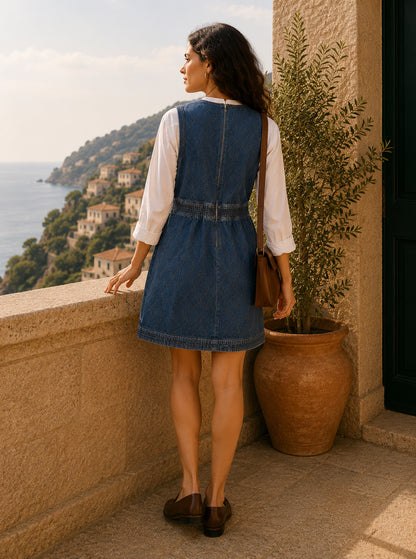 Côte d'Azur Quilted Denim Mini Dress
