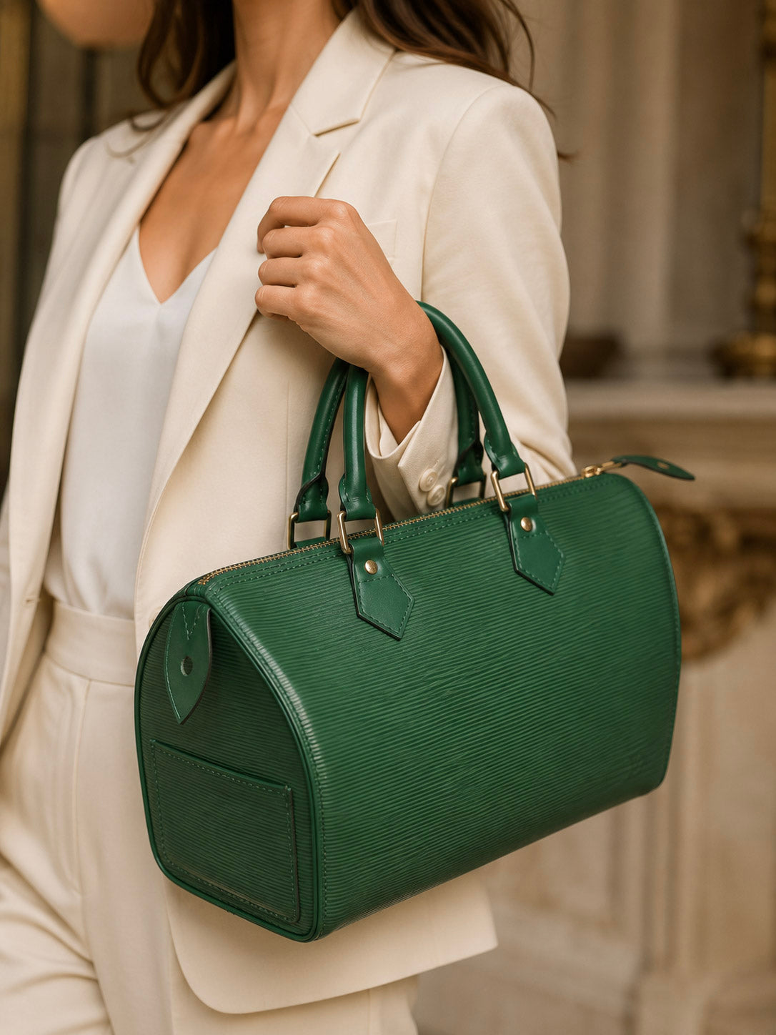 Emerald Epi Leather Barrel Bag