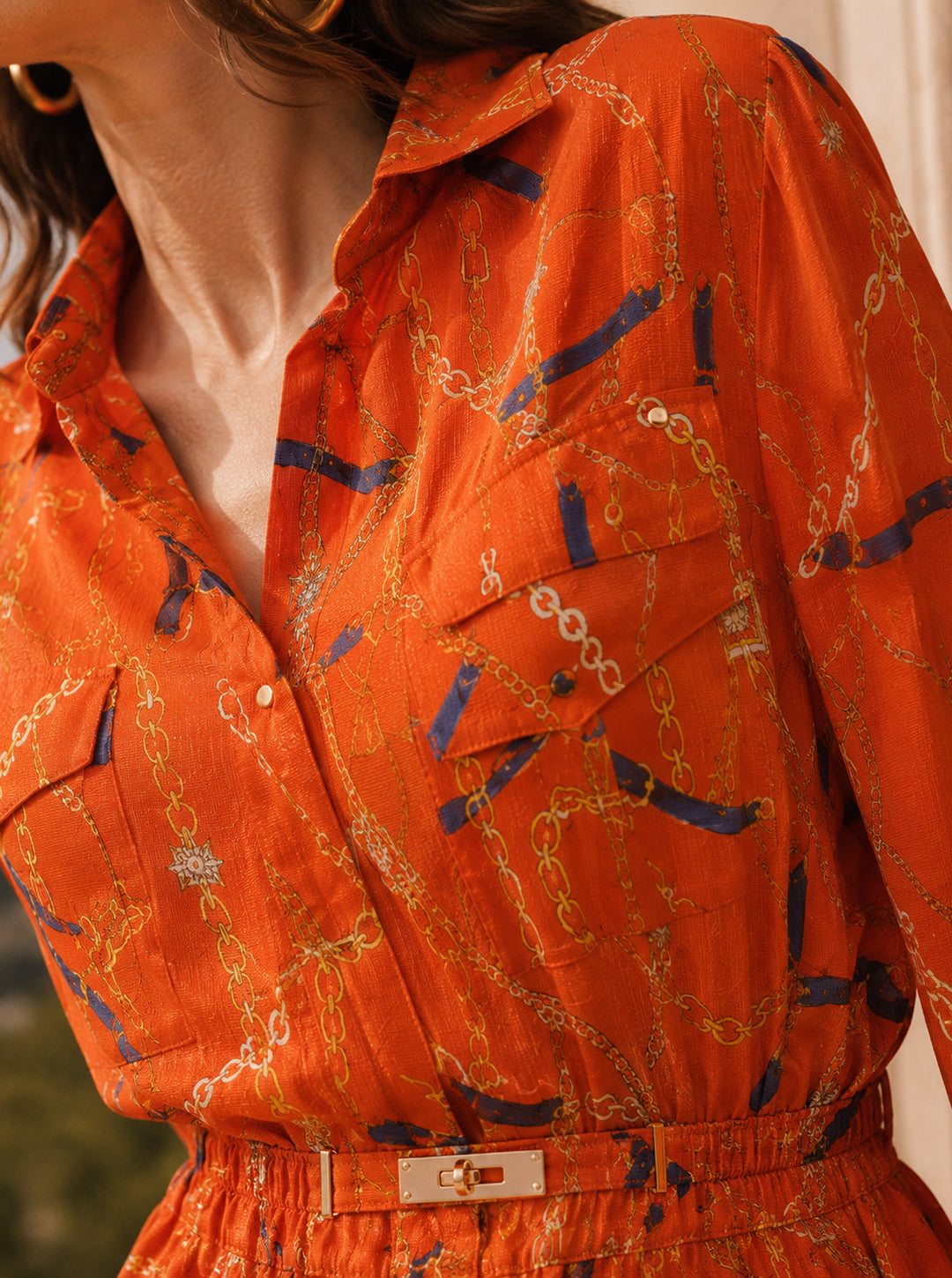 Amalfi Chain Print Mini Shirt Dress