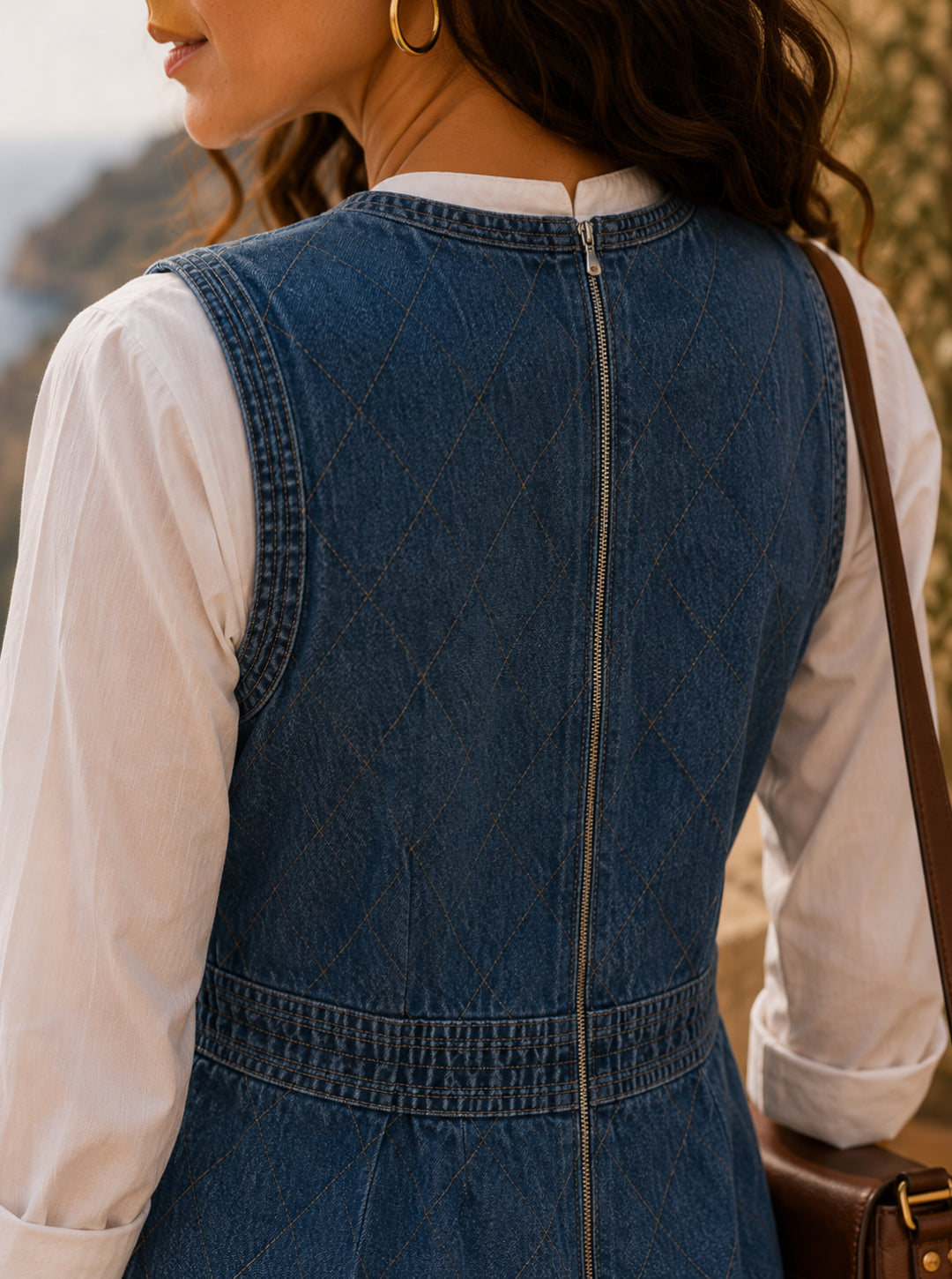 Côte d'Azur Quilted Denim Mini Dress