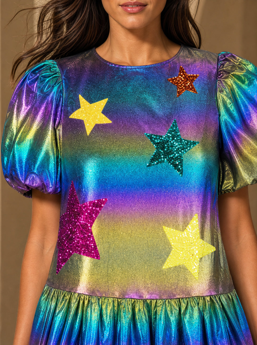Holographic Star Mini Dress