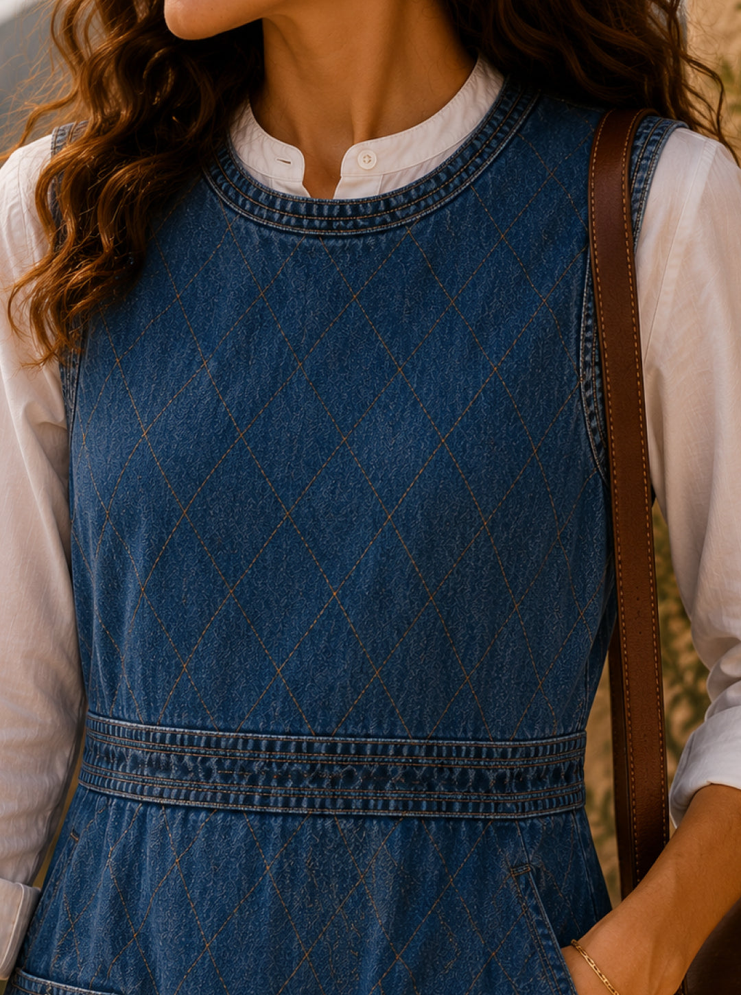 Côte d'Azur Quilted Denim Mini Dress