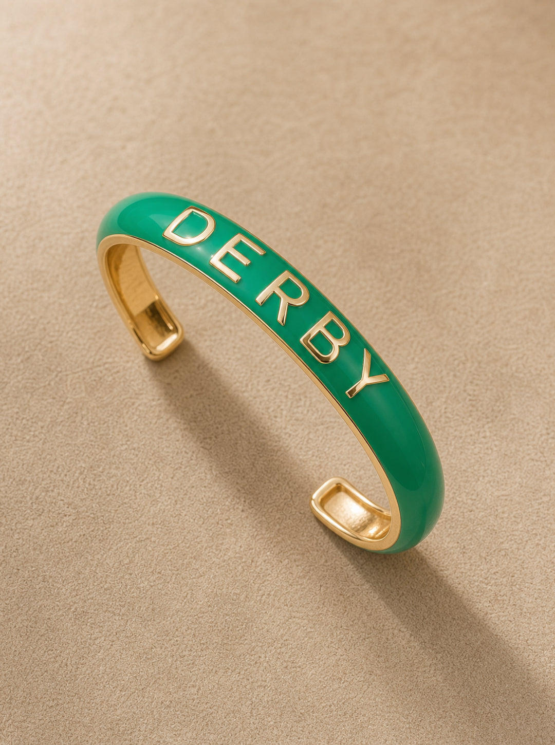 "DERBY" Green Enamel Gold Cuff Bracelet