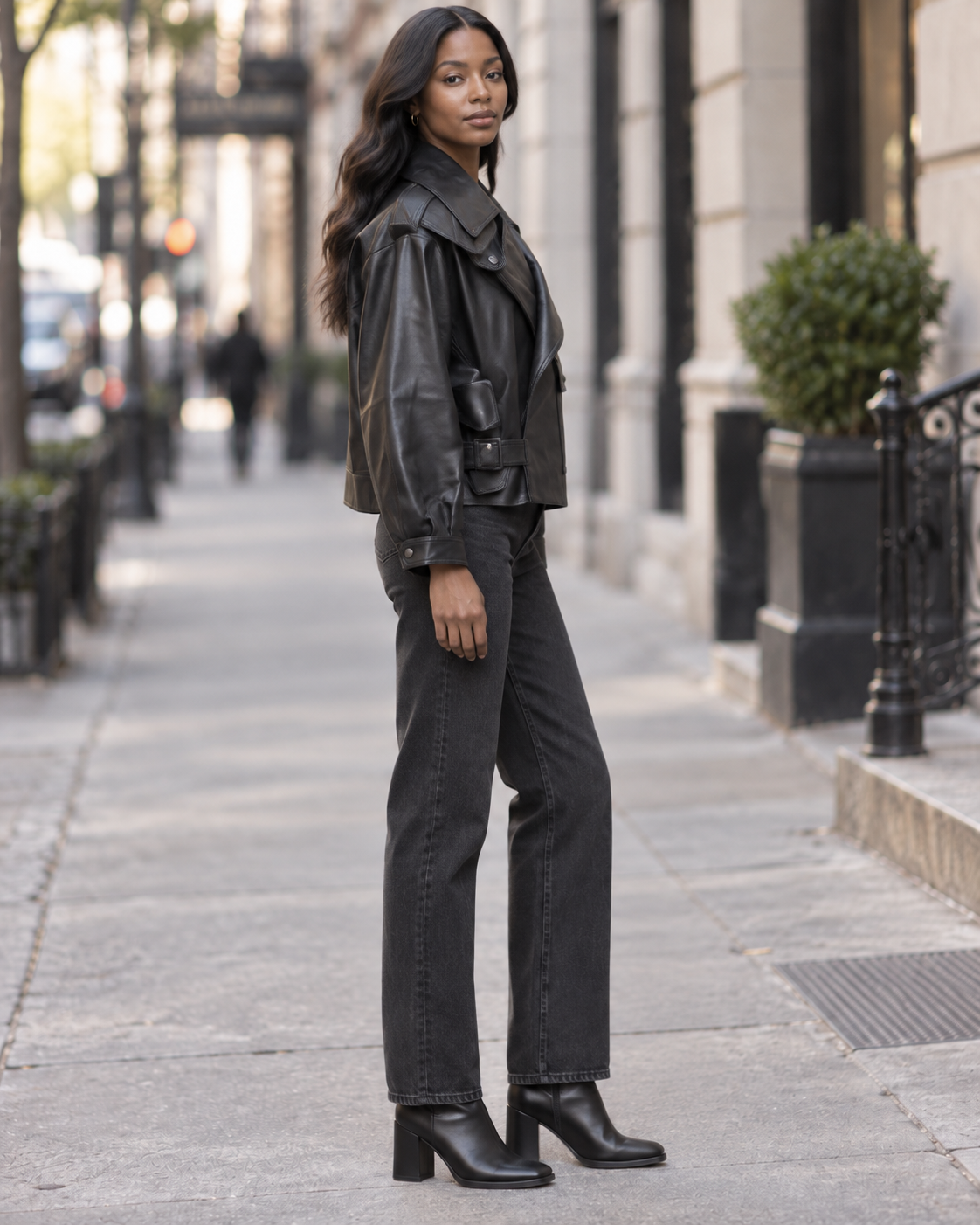 Faux Leather Moto Jacket – Black