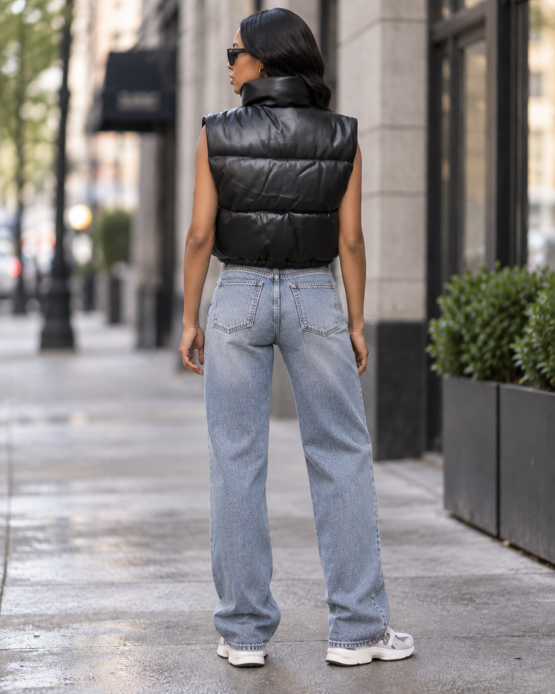 DOWN Faux Leather Vest – Black