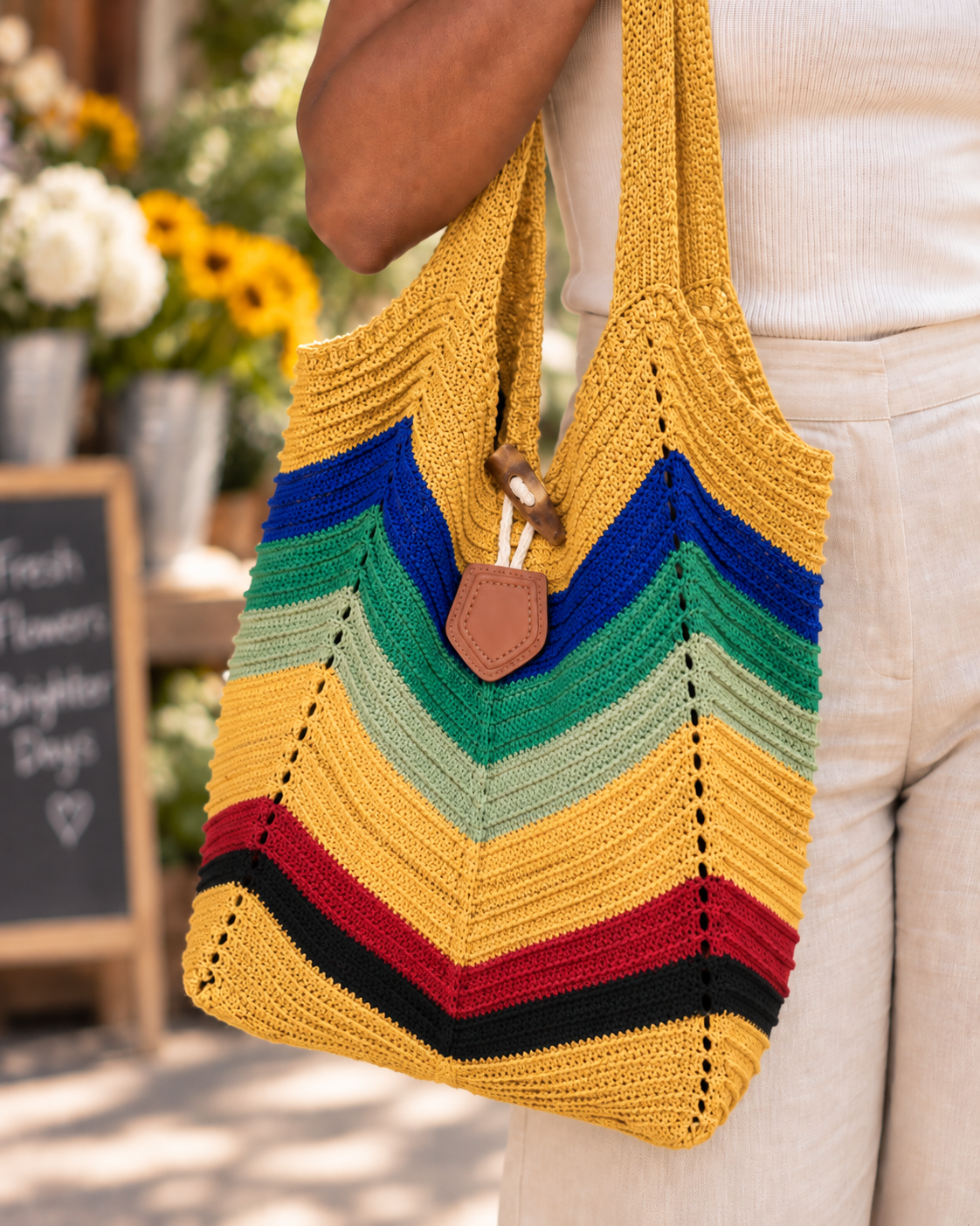 Chevron Knit Shoulder Bags – Multi Colors