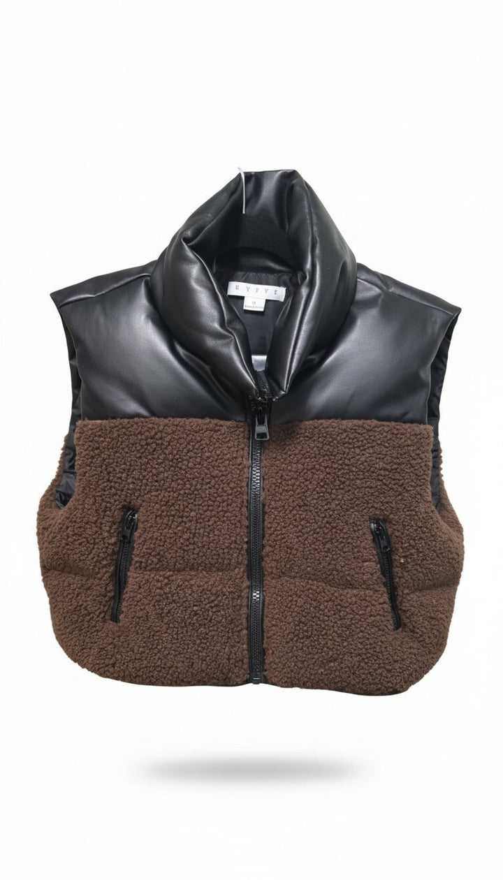 Aspen - Chocolate Sherpa Puffer Vest
