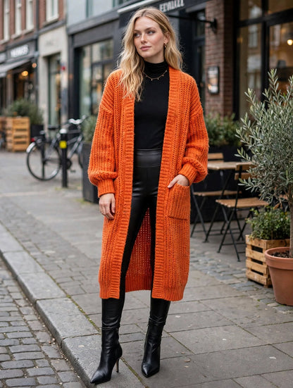 Harper Oversized Chunky Knit Long Cardigan – Luxury Clique