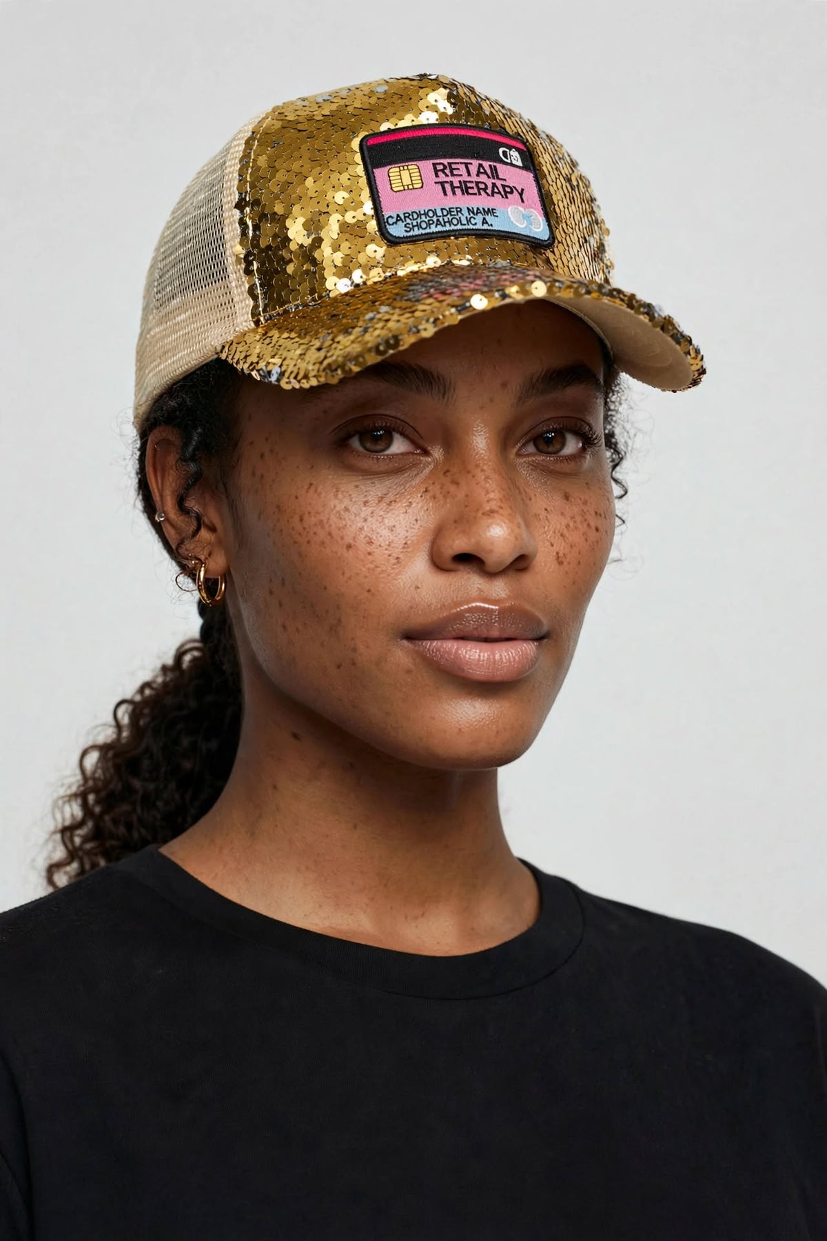 Retail Therapy Custom Sequin Hats (PINK & GOLD)