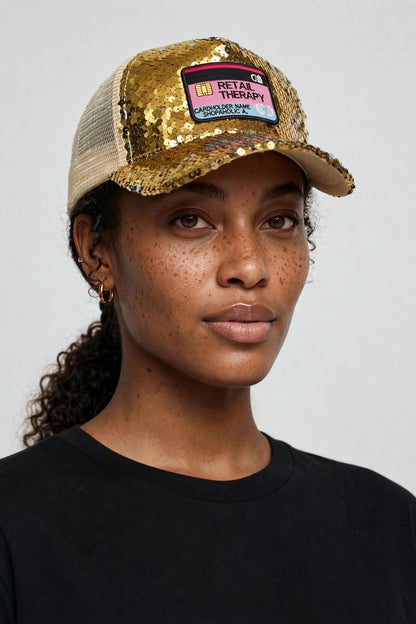 Retail Therapy Custom Sequin Hats (PINK & GOLD)