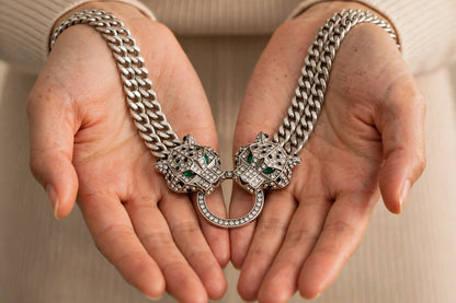 Eye Candy LA Silver Jaquar Necklace