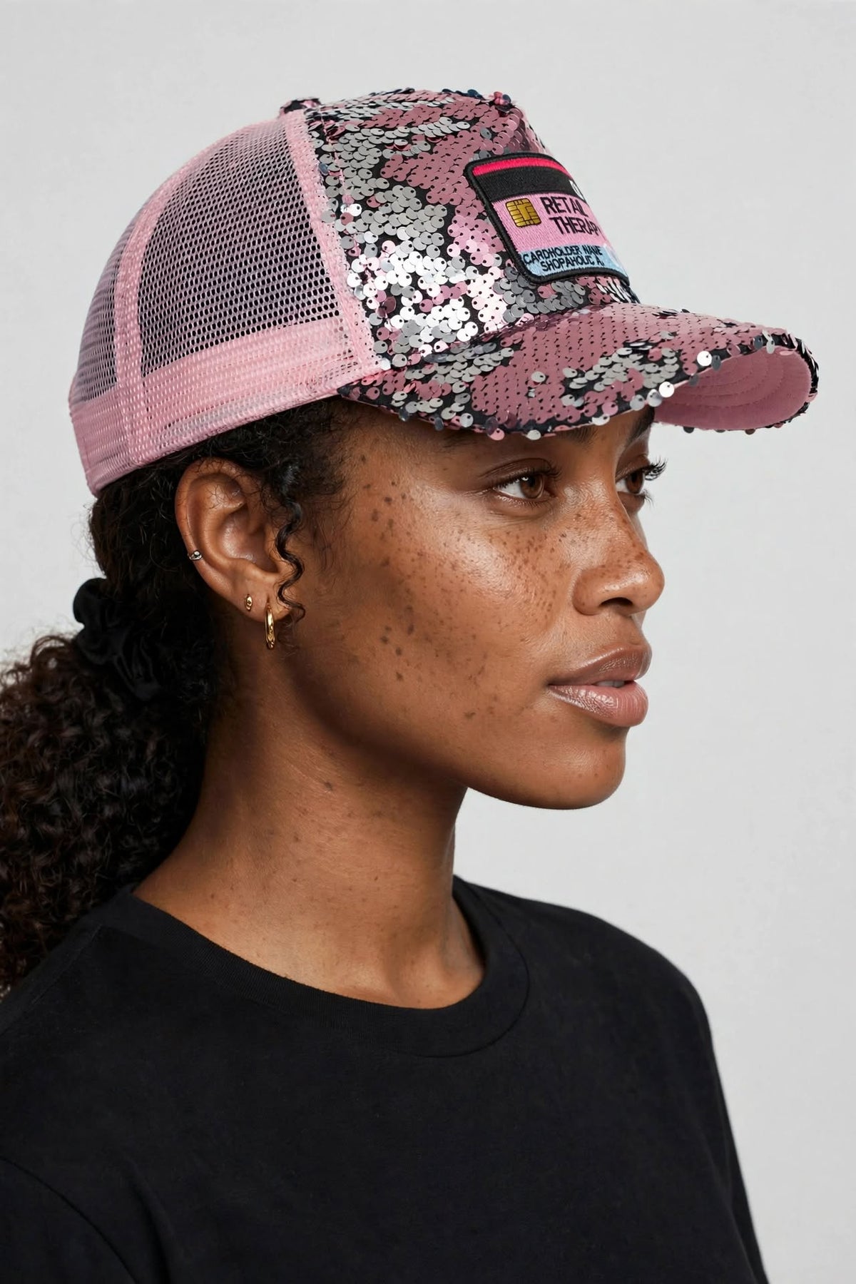 Retail Therapy Custom Sequin Hats (PINK & GOLD)