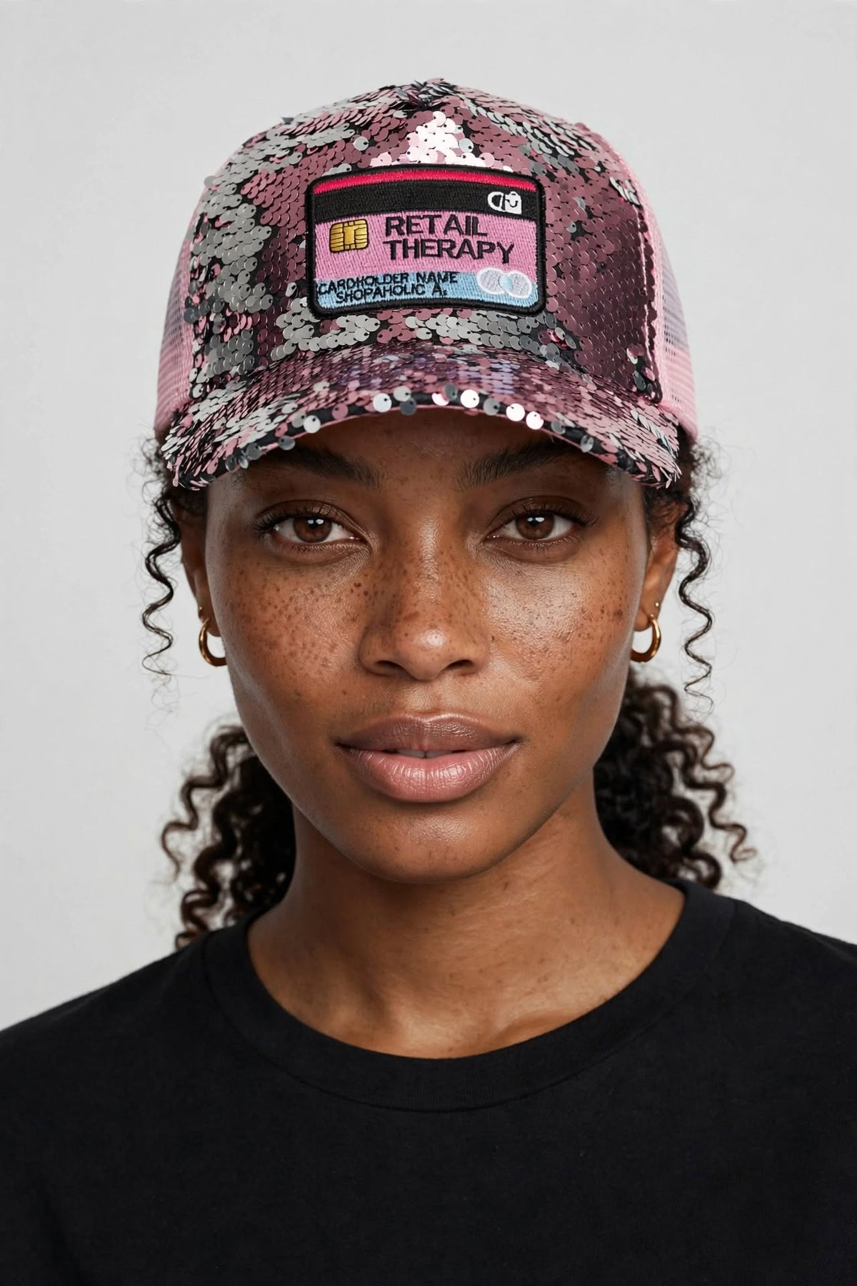 Retail Therapy Custom Sequin Hats (PINK & GOLD)