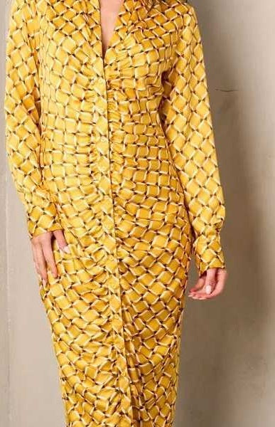 The Heritage Gold Print Midi Dress